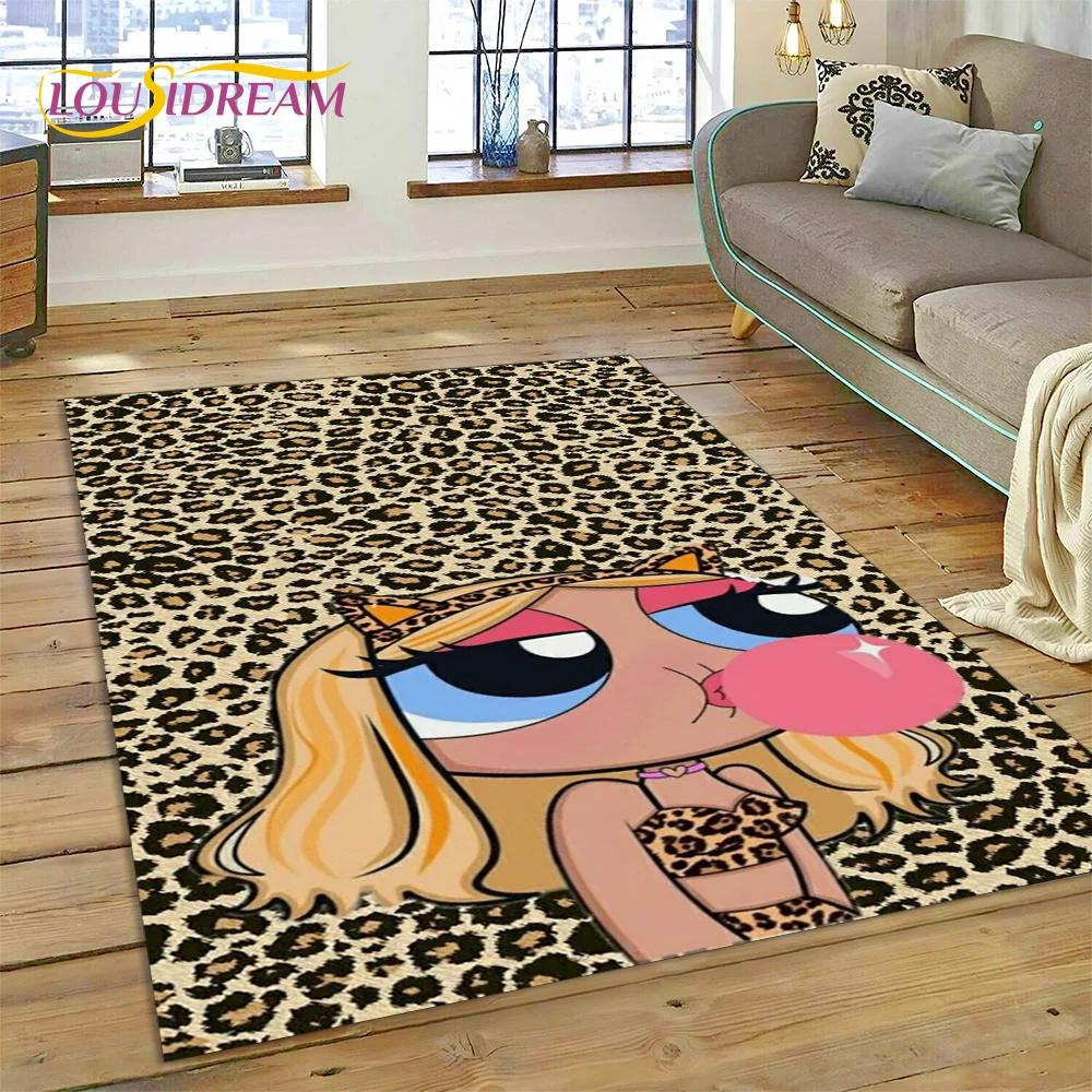 Animacinis Mielas P-Powerpuff Mergaitės Kilimas Kilimėlis Miegamajam Svetainei Namų Sofos Dekoravimas, Vaikų Žaidimų Didelis Dekoras Grindų Kilimėlis Dovana