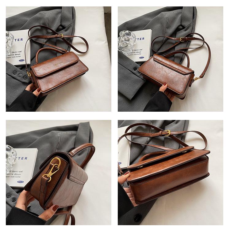 Dámská retro malá čtvercová kabelka 2024 - Nová podzimní/zimní móda, Jednoramenní crossbody taška