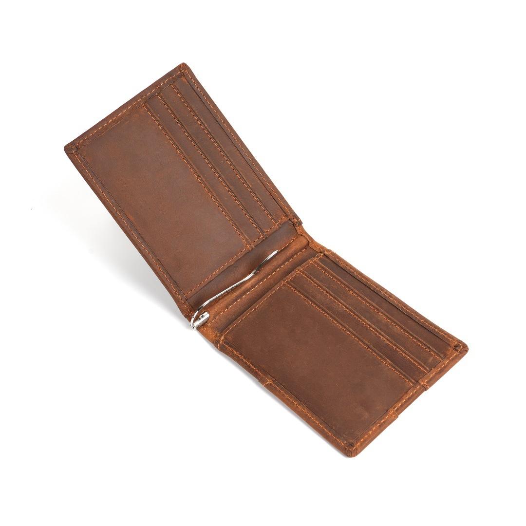 

Slim Crazy Horse Leather Bifold Wallet -RFID Blocking Multi-Card Money Clip | Men’s Compact Daily Carry Cash & Card Organizer