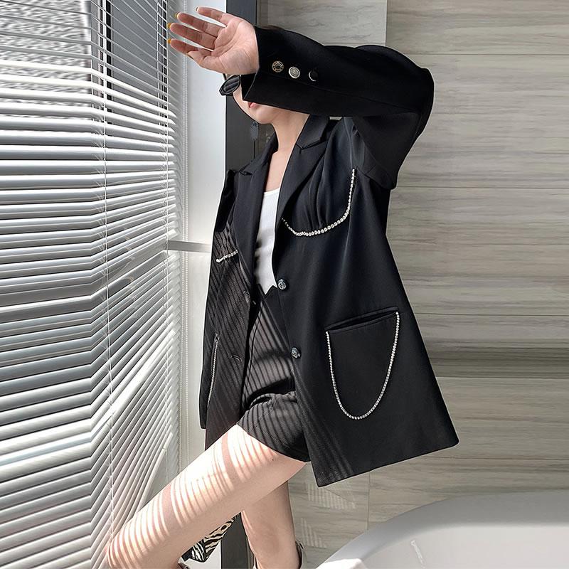 Xitao Fashion Goddess Fan Schwarzer Blazermantel LDD1683