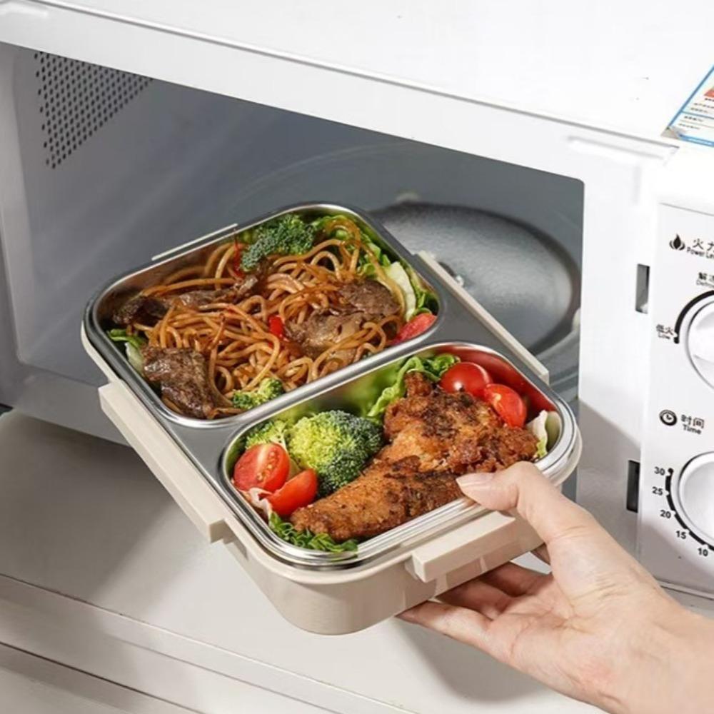 Stainless Steel Lunch Box Divided Food Storage Box Portable Bento Box  Student/Woker