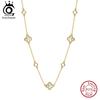 Colar de Corrente de Luxo Trevo Vazado ORSA JEWELS Presente de Festa de Banquete Prata 925 Trevo Quatro Flores Acessórios de Joalheria de Pescoço GMN61