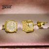 Women Stud Earrings 1 Pair Square Rhinestone Wedding Ear Studs