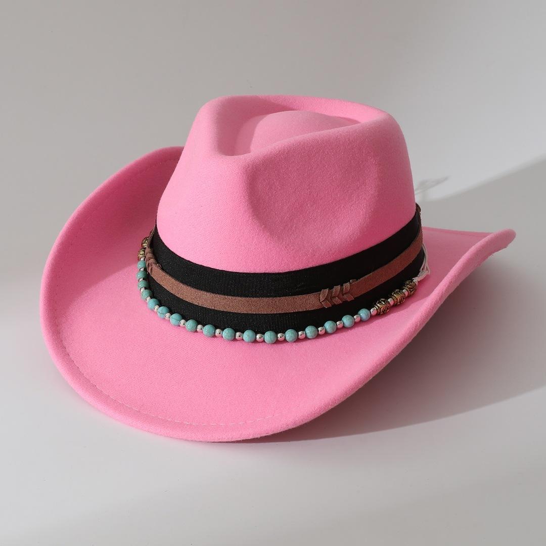 

European and American Gothic Style Velvet Necklace, Western Cowboy Hat, Halloween Tassel Crystal Choker, Jazz Fedora Hat Average Size темно-рожевого кольору