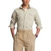 Polo Ralph Lauren Effen Kleur Enkele Rij Knopen Losse Casual Lange Mouwen Shirt Heren shirts Kaki 710907358-003
