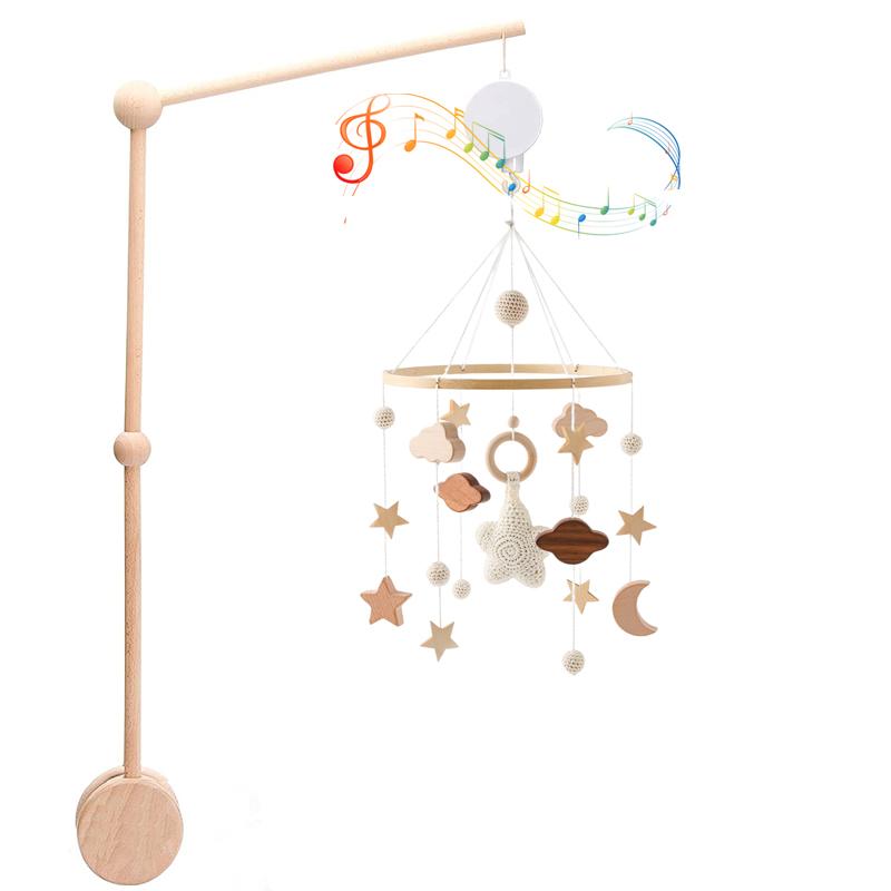 3Pcset Baby Wooden Bed Bell Bracket Mobile Hanging Rattles Toy Hanger Baby Crib Mobile Bed Bell Wood Toy Holder Arm Bracket