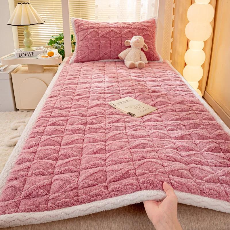 

Толстый флисовый наматрасник Теплый коралловый флис Одеяла-подкладки для однотонной простыни Защитный чехол Доступны в разных размерах 90x200cm 1pcs