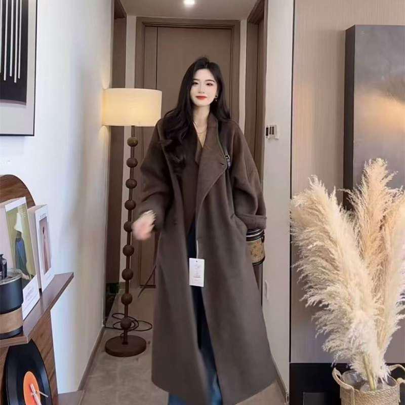 Korean Style Double-Sided Wool Coat for Tall People – Loose, Long, High-Grade Outerwear for Autumn/Winter 2026