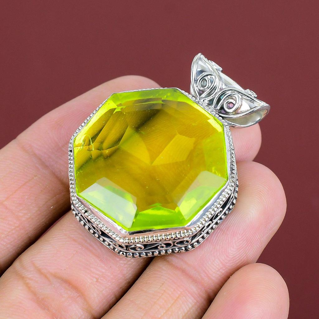 Faceted Lemon Topaz Pendant Handmade Gemstone Pendant 925 Sterling Silver Pendant Lemon Topaz Jewelry Dainty Vintage Pendant Gifts For Women
