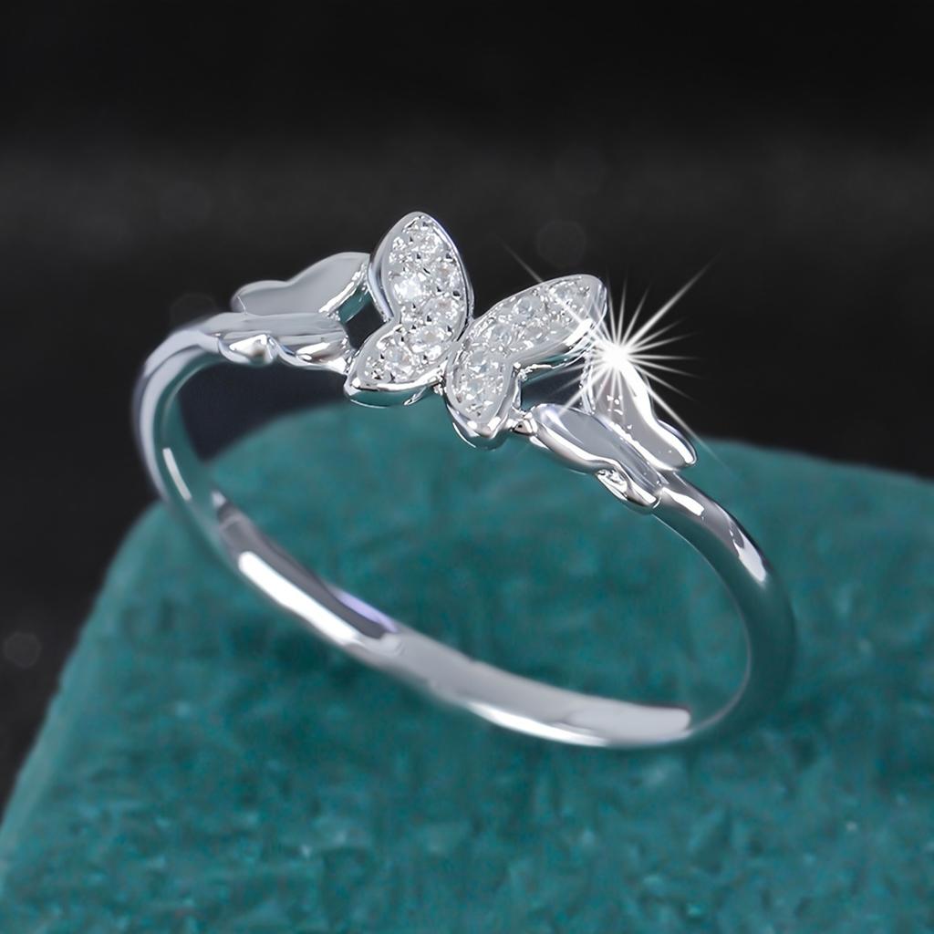 Women's Fashionable Simple and Unique Creative Butterfly Micro-Inlaid Zircon Ring, A Commemorative Gift for Friends During Graduation Season