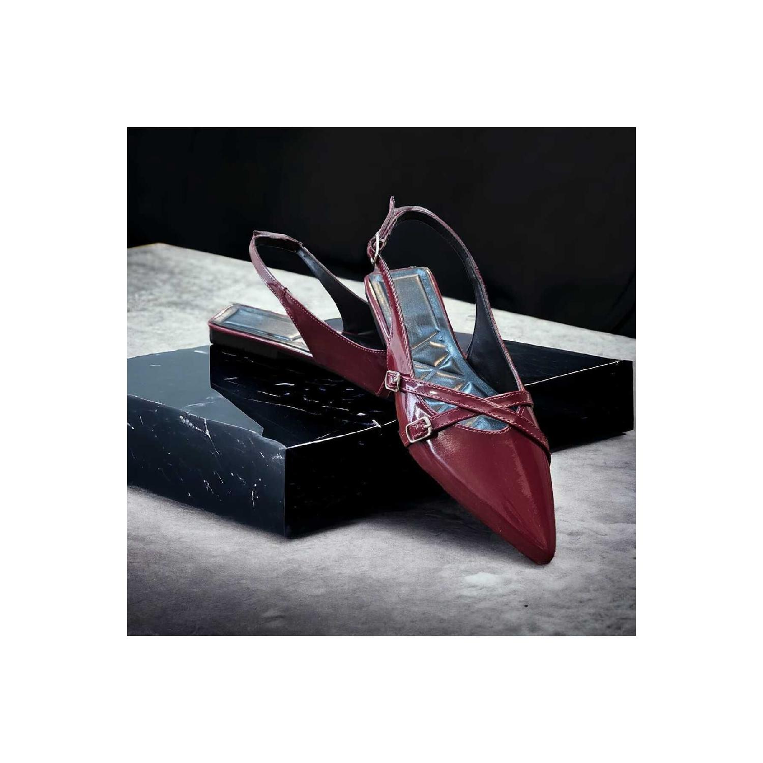 

Женские бордовые красные лакированные кожаные туфли с перекрестной полосой, новый сезон 36 бордовый