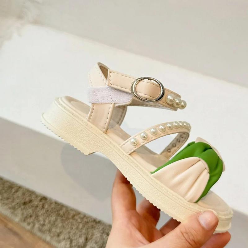 Sandali Estivi in Ecopelle per Bambine Sandali Casual di Lusso con Perle Calzature per Bambini Sandalo Antiscivolo Coreano per Ragazze