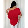 Spring and Summer New Slanted Shoulder Shirt for Women, Light Luxury Design, Loose Slimming Top T-shirt