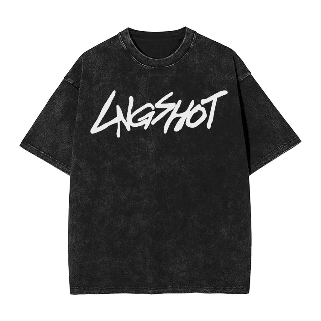 Lngshot Rising K-Pop Hip-Hop Group Kpop Washed T Shirt Streetwear Hip Hop Fashion T-Shirts Tees Tops Men Women 100% Cotton