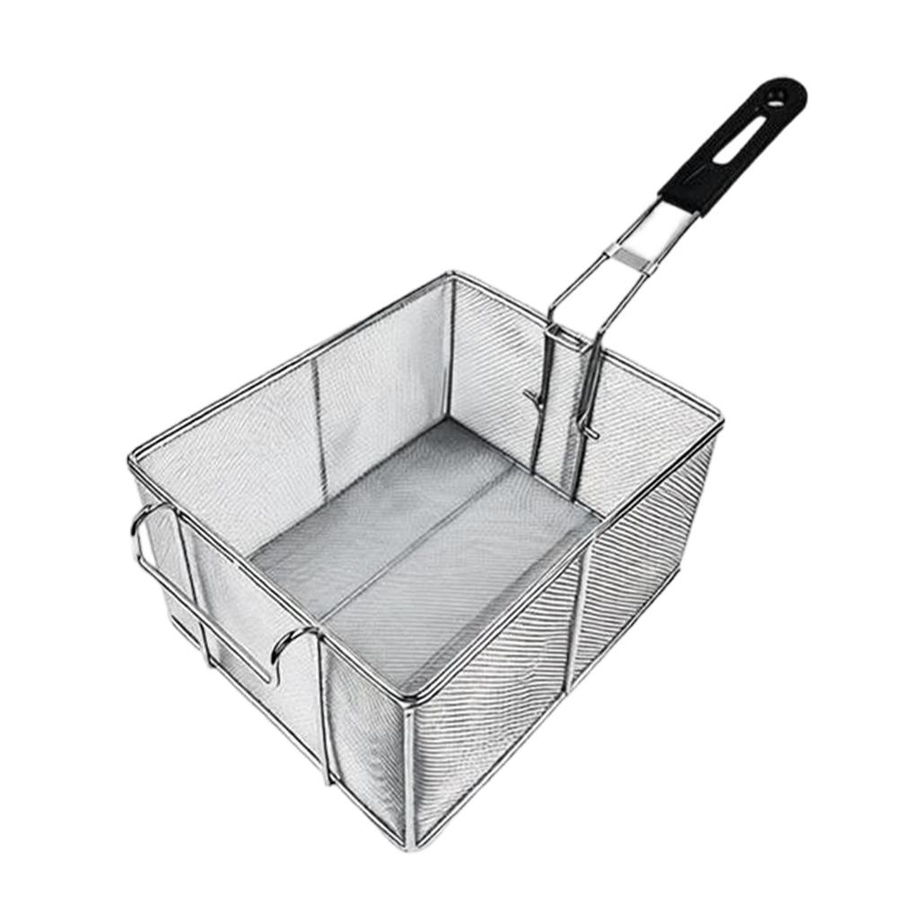 Deep Fry Basket with Front Hook Multipurpose Holder Frying Serving Strainer for