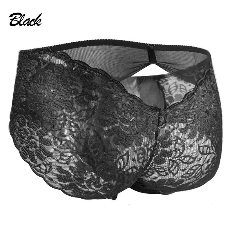 Cheap Men Sexy Lace Panties Mid Waist Underwear Transparet Breathable ...