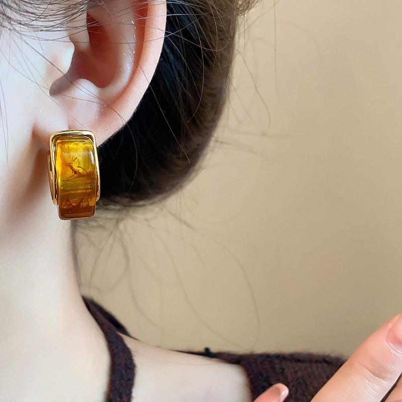 Resin Acrylic Joyful Candy Earrings For Women Stainless Steel Spring Summer Sweet Youth Fashion Colorful Jewelry