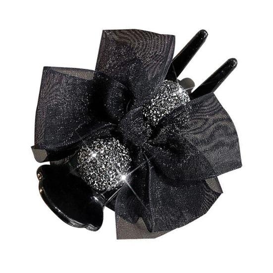 

Элегантный декор с бантом, блестящая заколка для волос со стразами, однотонная лента, держатель для хвоста, заколка для волос «ленивый пучок», аксессуары для волос B