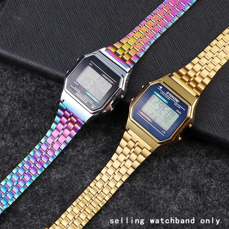 18mm Fine Steel Watchband for CASIO A158 / A159 / A168 /A169 /B650 /AQ230/ 700 Classic Small Square Silver Block  Metal Strap