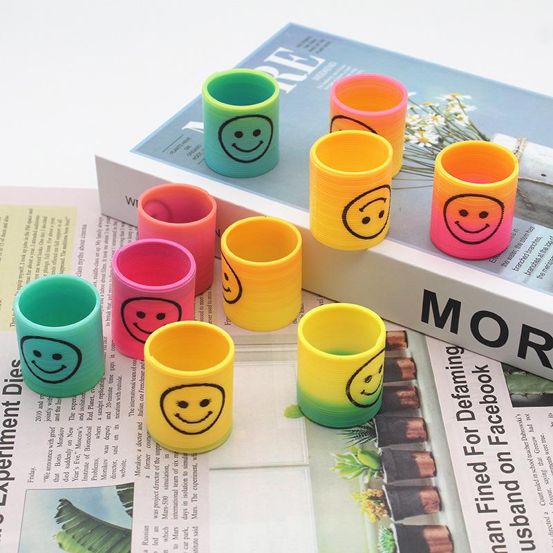 Mini Smiley Face Rainbow Stacking Rings - 3.2x3.5CM Elastic Band Nostalgic Toy