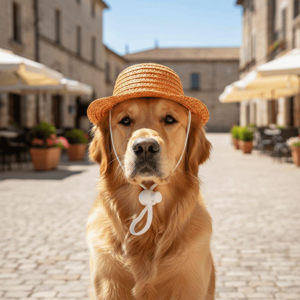 Adjustable Cat Sun Hat Wide Brim Pet Sunshade Hat Cute Pet Straw Hat  Outdoor Sun Protection