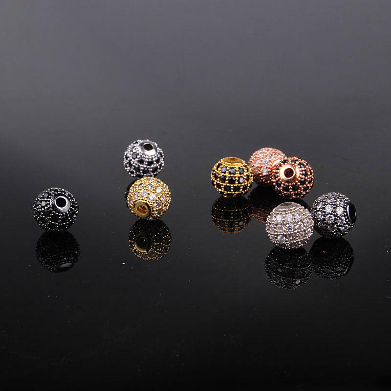 Micro Paved Zircon Round Beads 8mm-10mm, DIY Jewelry Accessories, Copper Beads