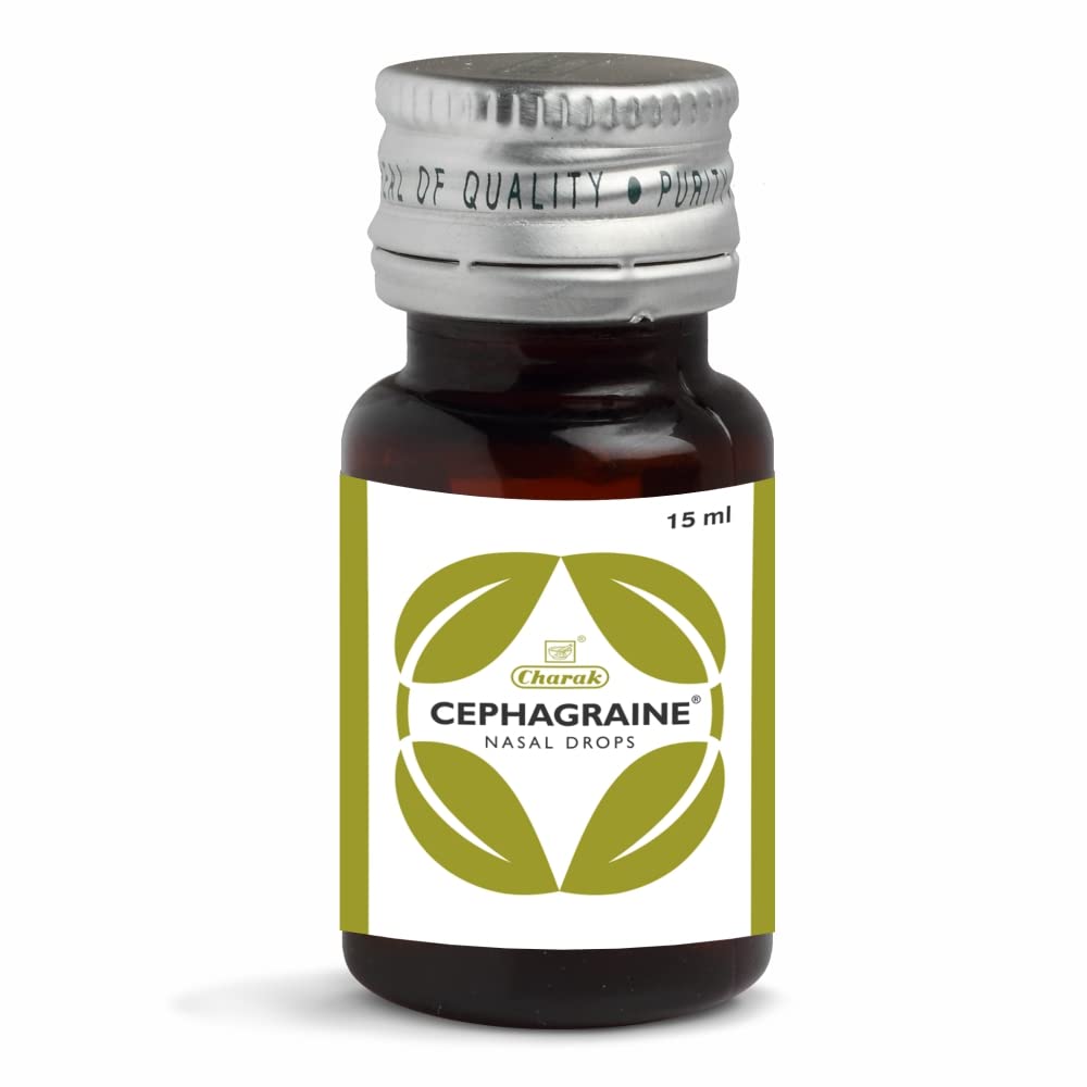 

Charak Pharma Cephagraine Nasal Drops 15 ml X Pack of 3 – Nasal Care Liquid | Travel-Friendly Bottle