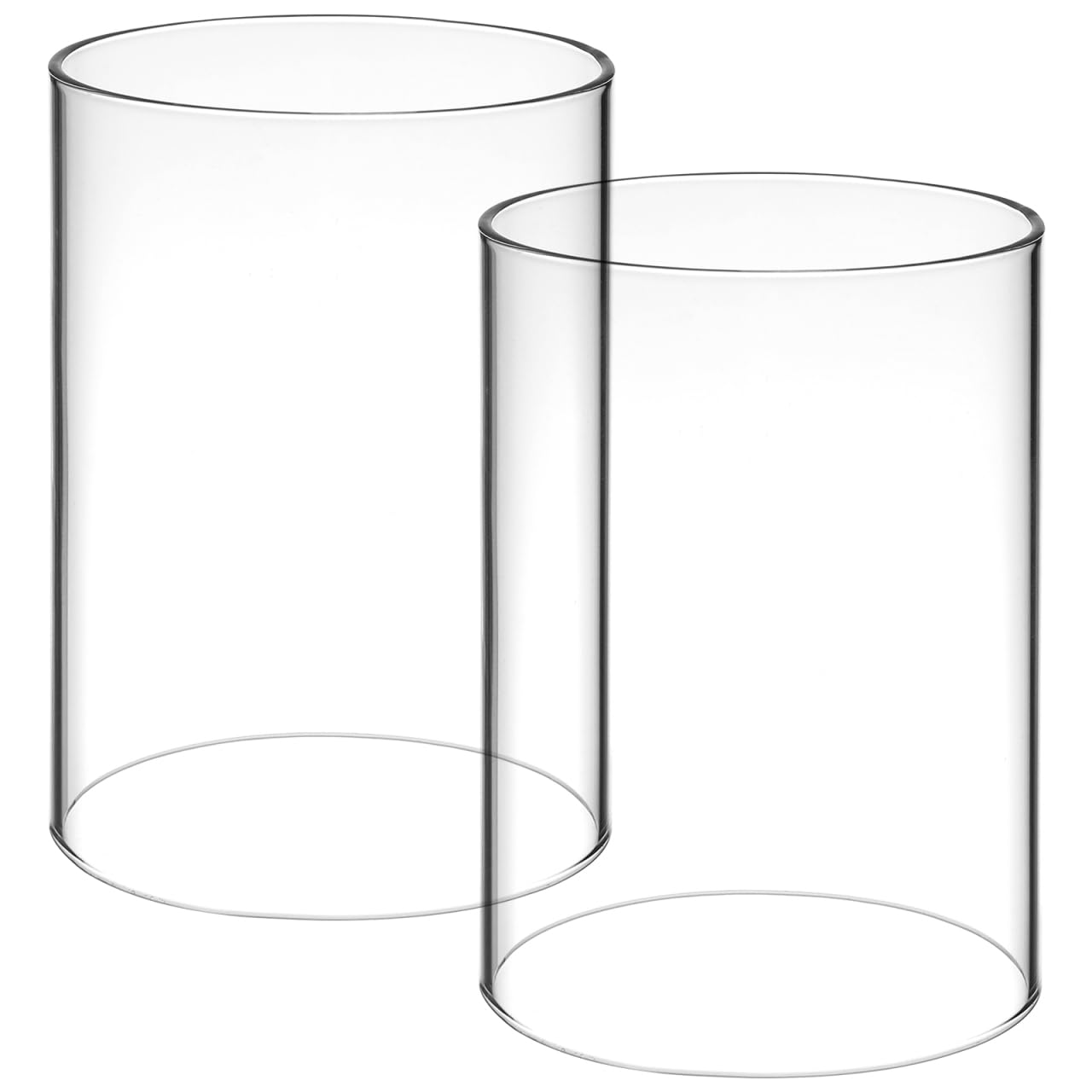 

MAGICLULU Set of 2 Clear Glass Candle Covers, Cylinder Shape, Heat-Resistant Glass, for Candle Holders, Windproof Desktop Decor, 4x2.8 Inches