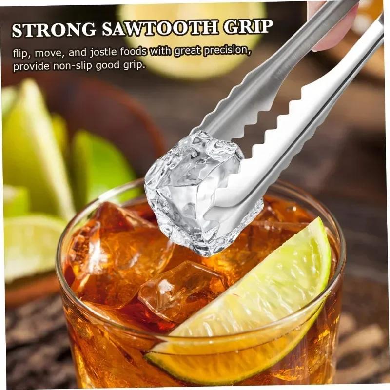 Stainless Steel Ice Tongs Coffee Sugar Cubes Small Clips BBQ Meat Tong BBQ Bread Food Clamp Wedding Birthday Party Kitchen Tools