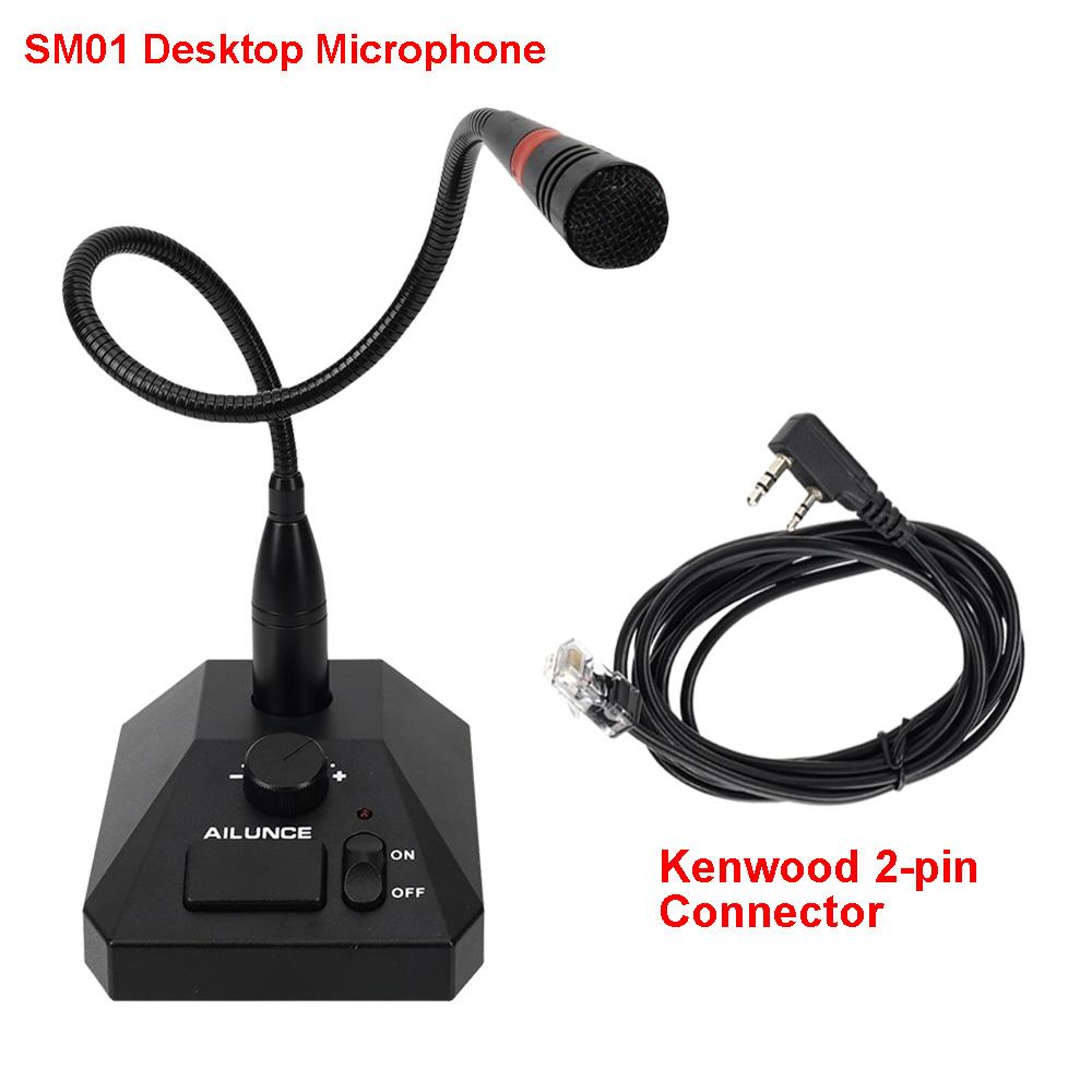 Aliunce Sm01 Microfone de mesa para walkie talkie Rt622 Rt3s Hd1 Ra685 Rt95 Rádio bidirecional Microfone de mão 2 pinos / Gp328plus