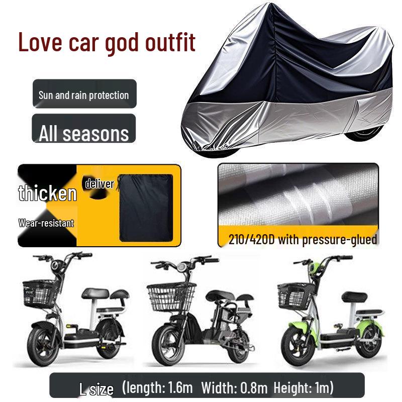 

Universal Waterproof Motorcycle & Electric Vehicle Cover - Sun Protection & Windproof L (160x80x100 cm)