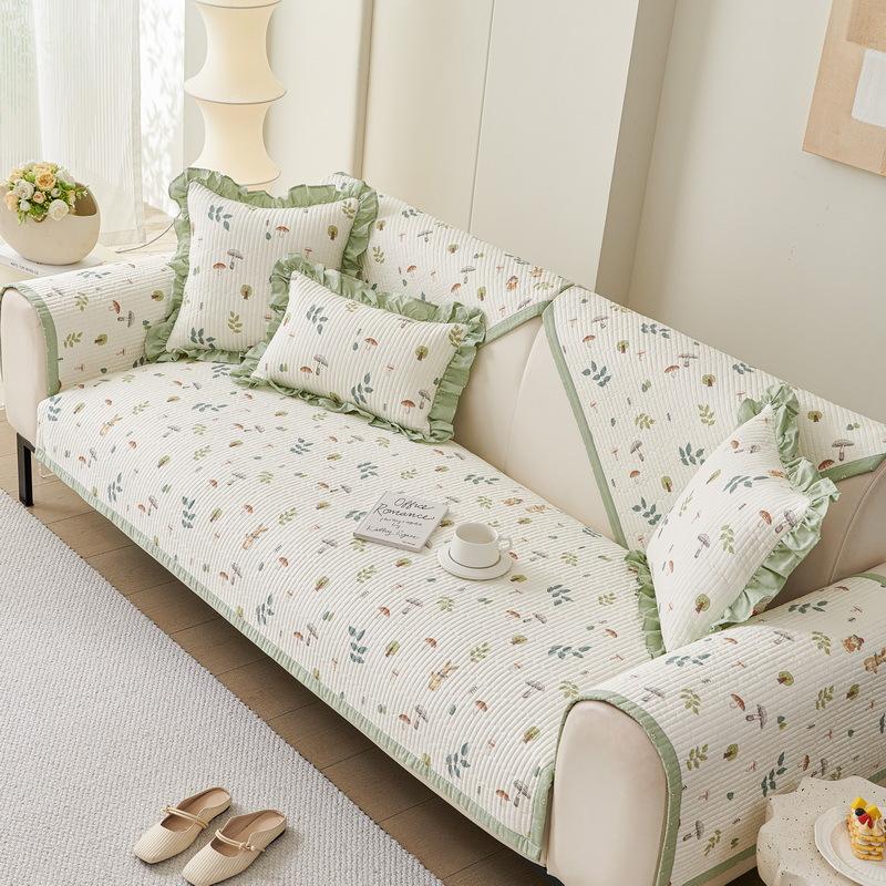 Korean-style Twill Pure Cotton Padded Non-slip Sofa Cushion, Cotton All-season Universal Washable Living Room Seat Cushion