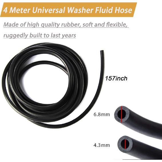Windshield Washer Hose Kit - 4 Meter Universal Washer Fluid Hose With 12 Pcs Hose Connectors, Suitable For Most Windshield Washer Nozzle Tallation,