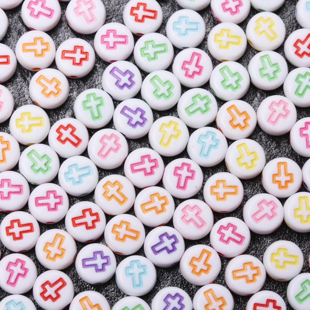 Home Party Supplies Keychain Fashion DIY Materials Bracelet Jewelry Making Necklace 80Pcs Spacer Acrylic Flat Round Loose Beads Phone Chain 6.5mm