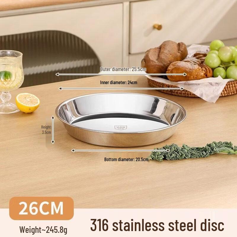 Handun 316 Stainless Steel 3-Compartment Round Plate