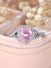 Cute Female Pink Zircon Love Heart Stone Silver Color Wedding Jewelry Promise Engagement Rings for Women