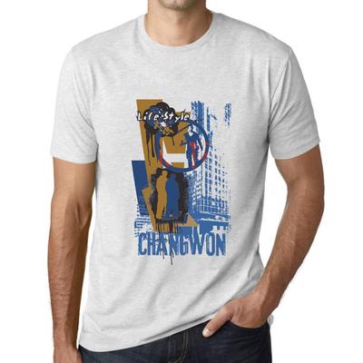 Męski T-shirt Vintage z Graficznym Nadrukiem CHANGWON Lifestyle Vintage Biały