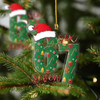 67 Lustige Weihnachtsornamente 2025 Handgemachtes Weihnachtsmann-Ornament Sechs Sieben Meme Dekoration Rückspiegel Weihnachtsgeschenk Dekor