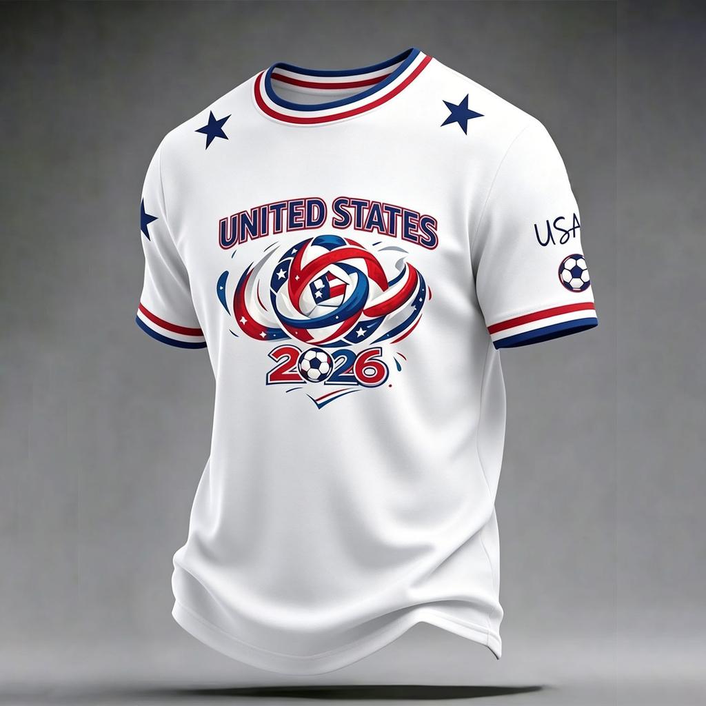 Men's Casual Printed Crew Neck Lightweight Breathable Short Sleeve Shirt Soccer Inspired Graphic Design Comfortable Fit