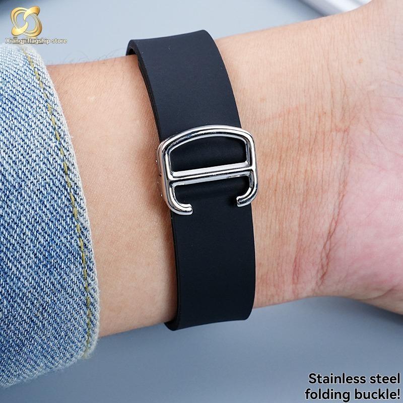 Compatible with Cartier Santos Men's Original Rubber/Silicone Watch Strap 21mm for Santos de Cartier series