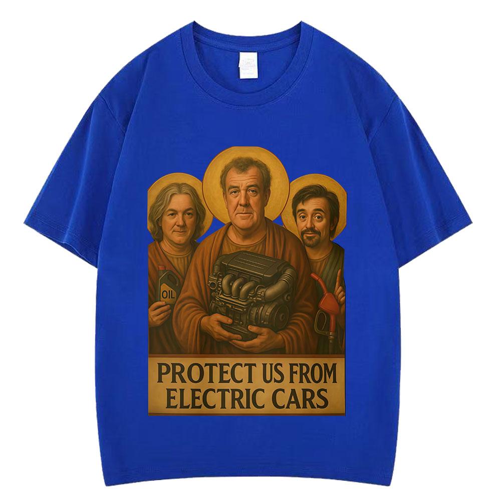 Jeremy Clarkson Beschütze Uns Vor Elektroautos Lustiges Meme T-Shirt Unisex Damen Kleidung Lässig Baumwolle Übergroß Vintage T-Shirts