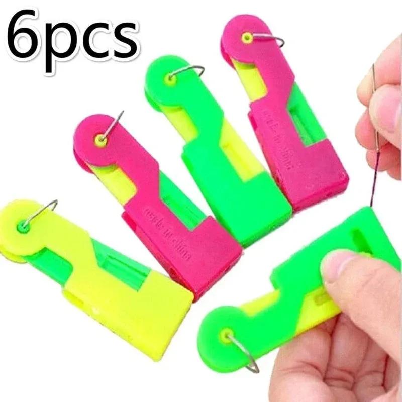 6pcs/Set Sewing Needle Threader Thimble Thread Tool Threader Elderly Guide Needle Easy Device Automatic Thread Sewing Supplies
