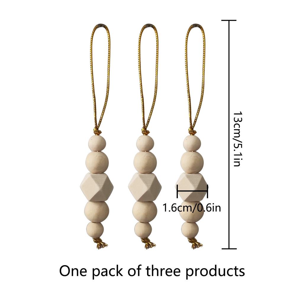 3pcs Xmas Tree Hanging Ornaments Wooden Beads String Pendants Christmas Decorations Party New Year Home Decor Christmas Gifts