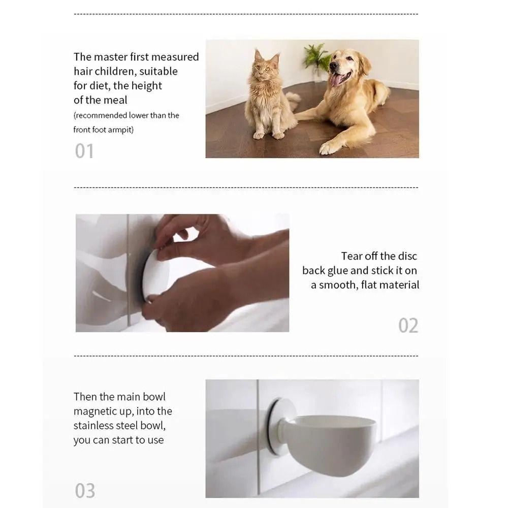 Stainless Steel Wall Mounted Dog Bowl Adjustable Height Pet Food Container  Cat