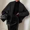 Women's Fashion Solid Color Collar Long Sleeve Pocket Button Jacket