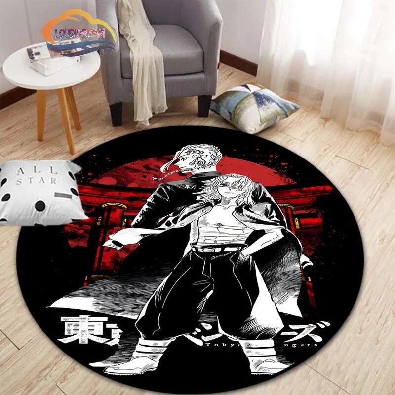Anime Tokyo Revengers Kulatý koberec kreslený prostor Koberec do obývacího pokoje Kuchyně Jídelna Dětské koberce Podložka na jógu