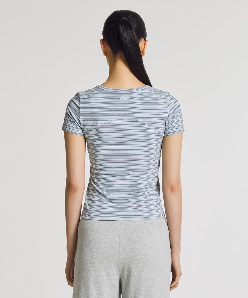 Nyuballanseu Nbneg3W122 / Women Nb-Flowy Henley Neck Short Sleeve Tee (L/Blue)