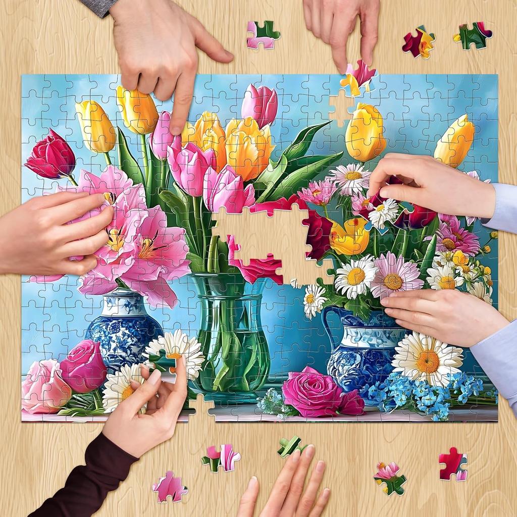 500 Piece Puzzle for Adults, Beautiful Flower Puzzles for Adults Senior, Age 12+, Tulip Rose Jigsaw Puzzles 500 Pieces, Challenging Puzzle Perfect