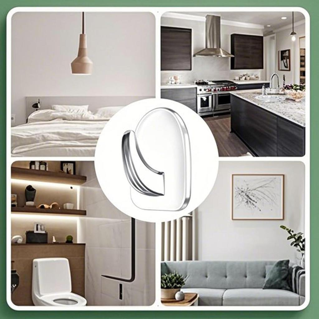 30 PCS Clear Adhesive Wall Hooks - Transparent Acrylic, Reble & Non - Marking. Ideal for Kitchen, Bath, Bedroom & Office