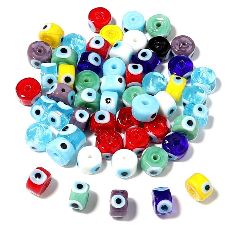 10pcs/lot 9mm Flat Round Lampwork Beads Colorful Evil Eye Loose Spacer Glass Beads For DIY Fashion Bracelet Earrings Accessories